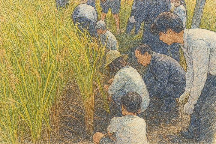 稲刈りの様子